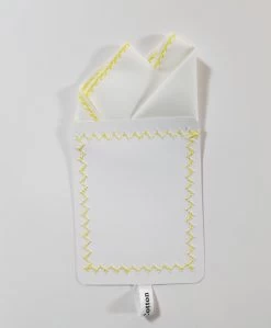 100% Cotton Pre-Folded Pocket Square Handkerchief Insert - Yellow On White -Fashionable Costume yellow stitch 44 20436.1671825935