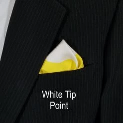 White & Yellow 100% Silk Pre-Folded Pocket Square Insert -Fashionable Costume yellow whitePoint 2a 53306.1642014948