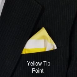 Yellow & White 100% Silk Pre-Folded Pocket Square Insert -Fashionable Costume yellow yellowPoint 2a 44558.1642014807